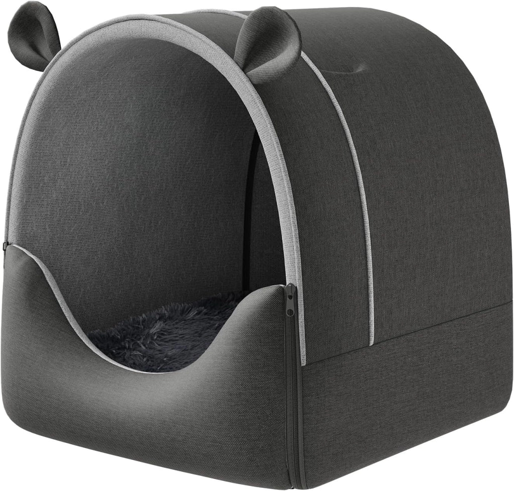 Cuccia per Gatti Cani 2-in-1 Grande Casetta per Animali Domestici con Cuscino,Cuccia per Cani Interno Esterno Resistente all'inverno,Casa Morbida e Calda per Animali Randagi 65x55x60cm
