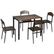 EasyComfort Set da Pranzo da 5 Pezzi con 1 Tavolo Rettangolare 100x63x76.5 cm e 4 Sedie 45x40x82 cm, in Acciaio e MDF