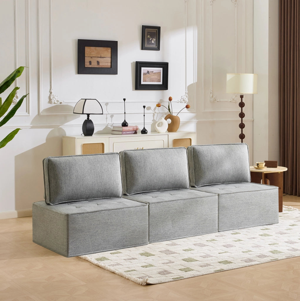Divano modulare compatto grigio chiaro