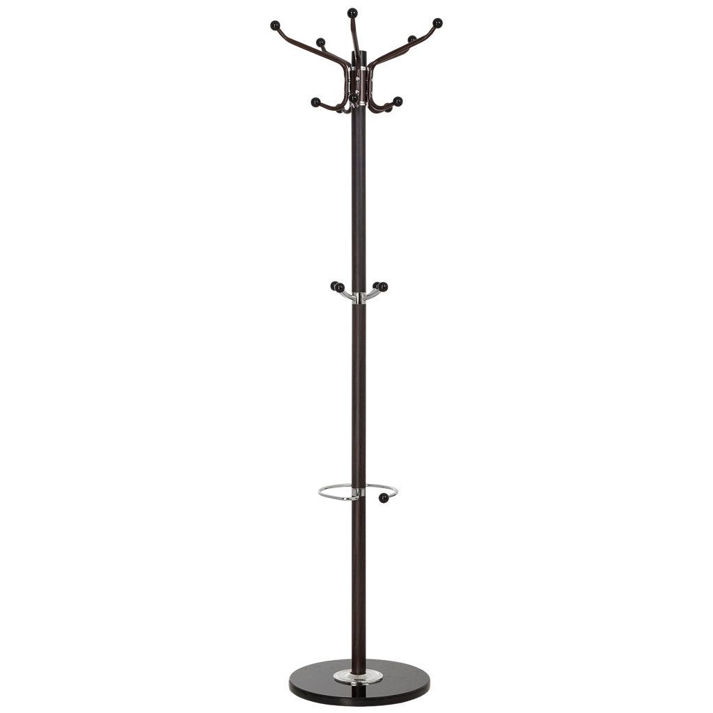 Perchero de metal marron con paraguero y 5 ganchos D36X172h cm