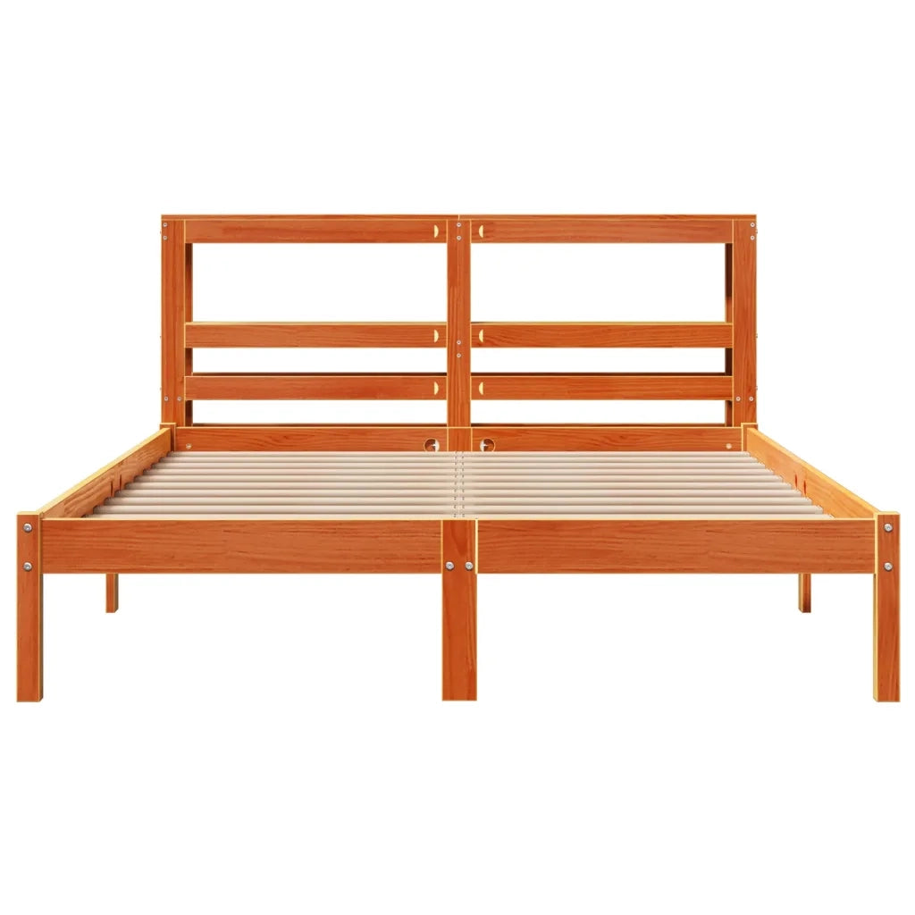 Giroletto con Testiera Marrone Cera 120x190 cm Massello Pino 3305734