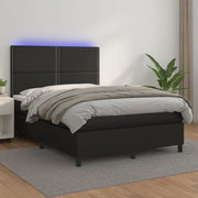 Giroletto a Molle con Materasso e LED Nero 140x190cm Similpellecod mxl 75072