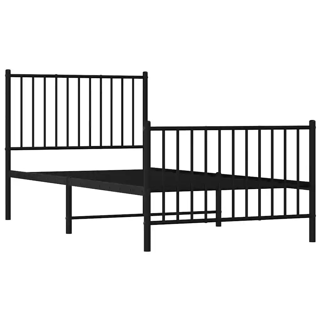Giroletto con Testiera e Pediera-Struttura Letto Metallo Nero 90x190 cm 209438