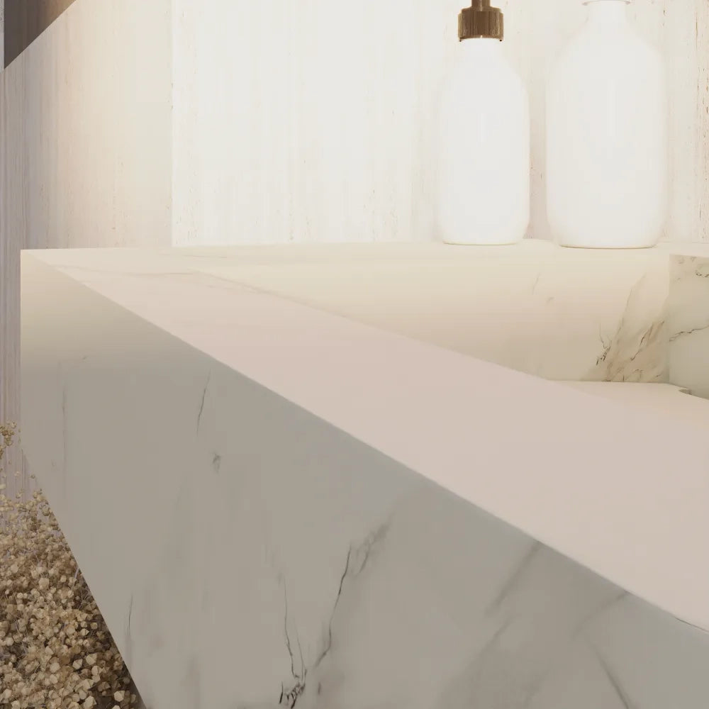 Lavabo sospeso in hpl 80cm calacatta bianco | Ledro