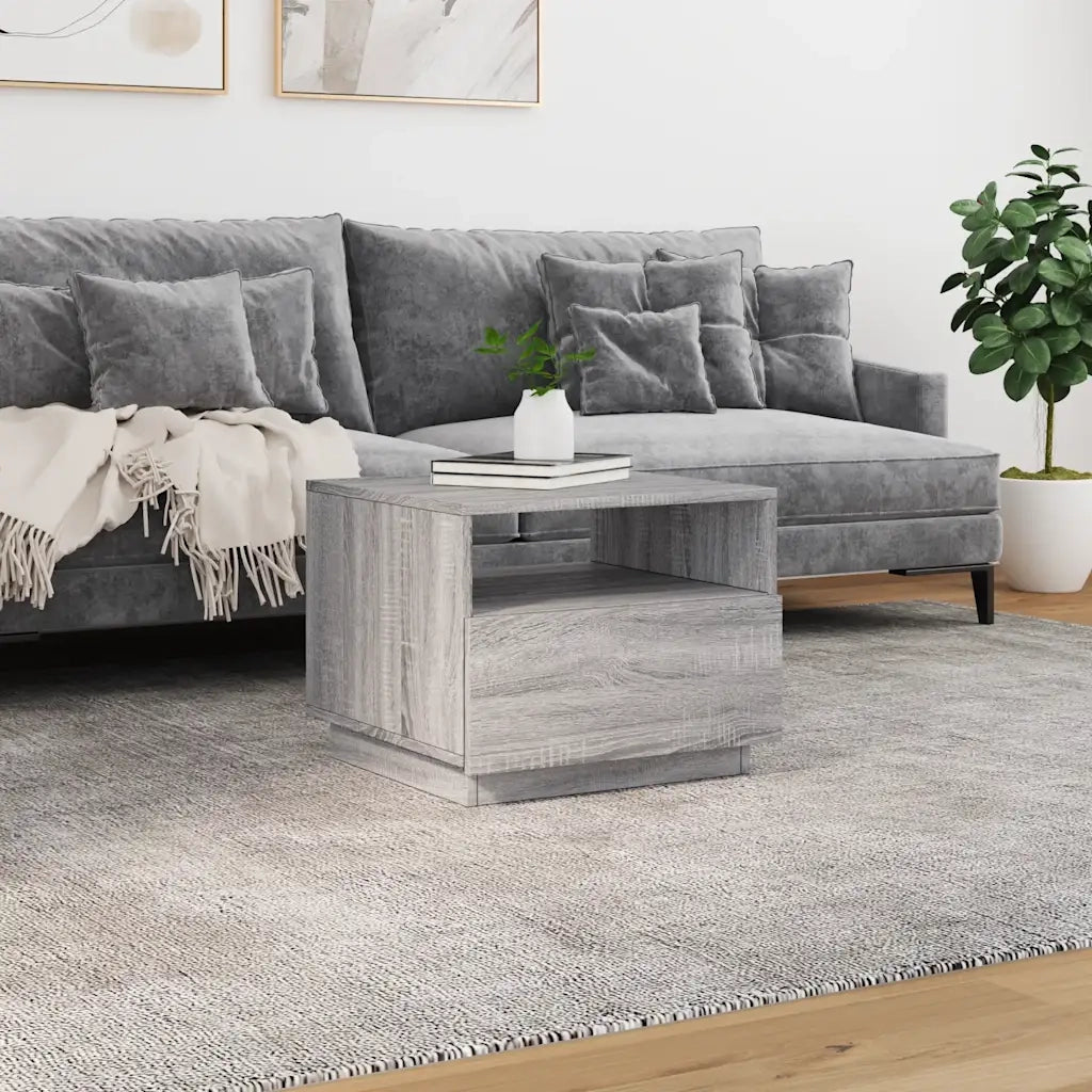 Tavolino da Soggiorno con Luci LED Grigio Sonoma 50x49x40 cm 839831