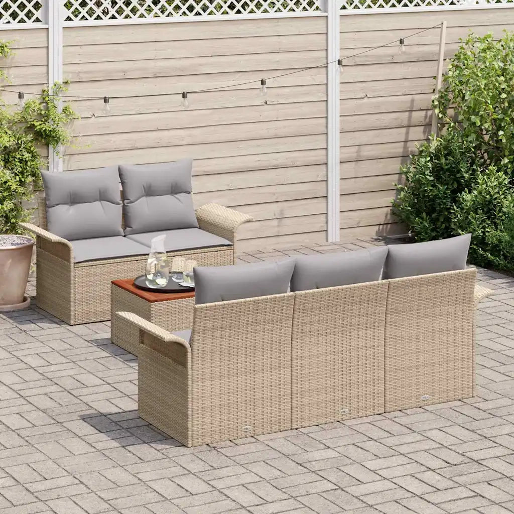 Set Divano da Giardino 6 pcs Beige e Grigio Chiaro polyrattan 3355935
