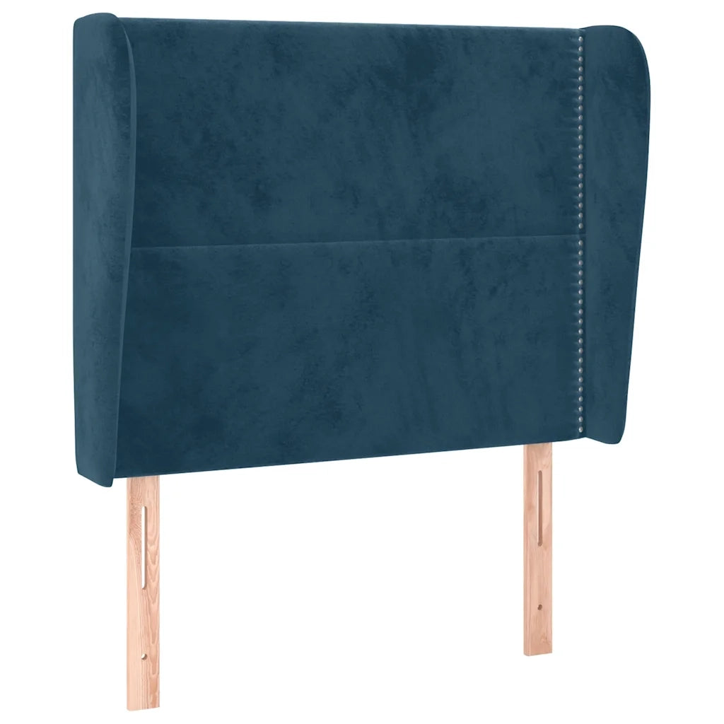 Testiera ad Orecchio-Testata con Orecchie Blu Scuro 103x23x118/128 cm in Velluto 528963