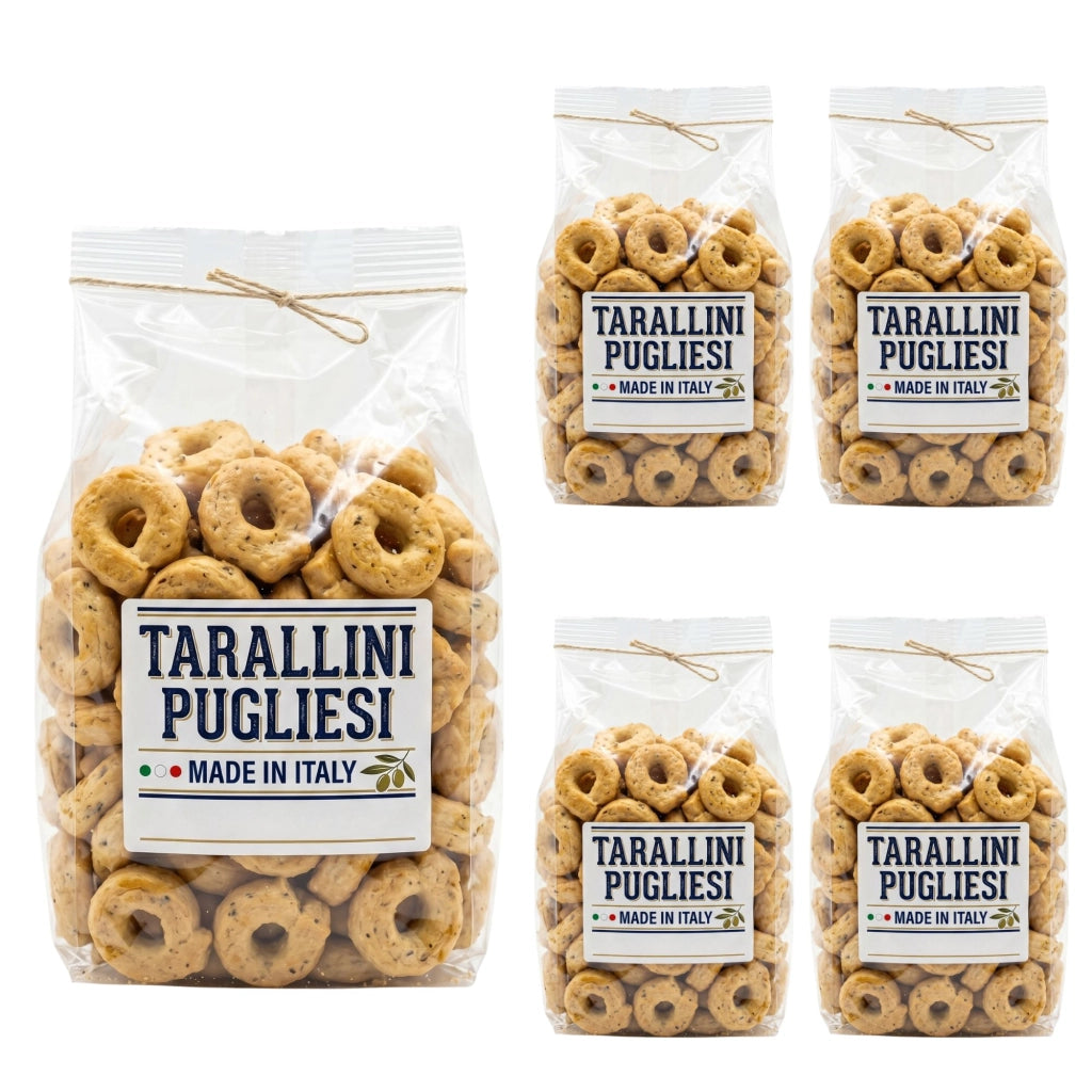 Tarallini pugliesi classici con olio extravergine 5 sacchetti da 200 grammi