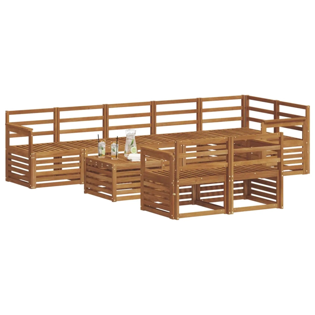 Set divani 9 pcs Naturale Legno di Acacia Massello