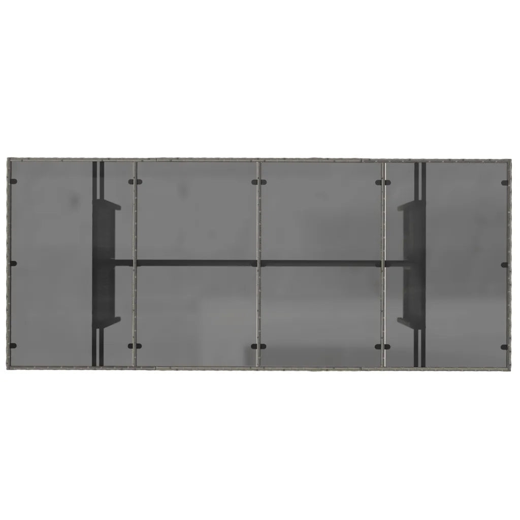 Tavolo da Giardino Piano in Vetro Grigio 190x80x74cm Polyrattan 365306