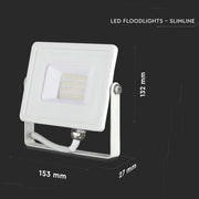 V-TAC PRO VT-20-W Faro LED SMD Chip Samsung 20W Colore Bianco 6400K IP65 - SKU 444
