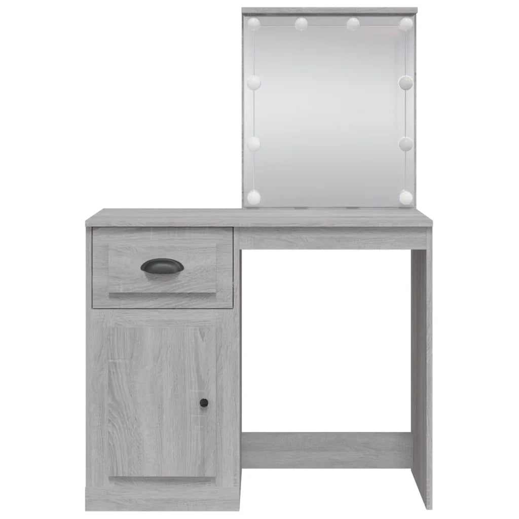 Toeletta | Tavolo da Trucco con Luci LED Grigio Sonoma 90x42x132,5 cm