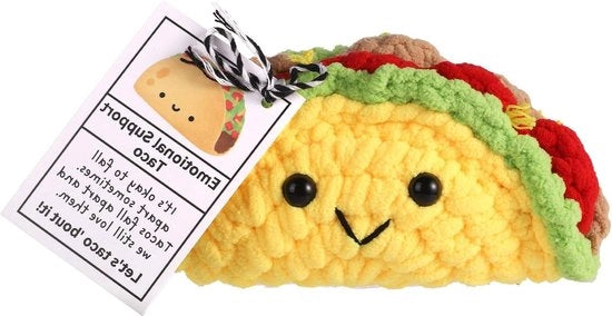 Sostegno Emotivo Plush - Realizzato a Mano con Parole Positive - Disegno Taco Carino