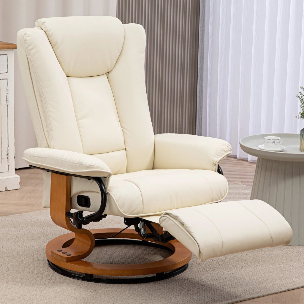 Poltrona relax girevole reclinabile in similpelle crema ¨C zephmum ¨C 150 kg
