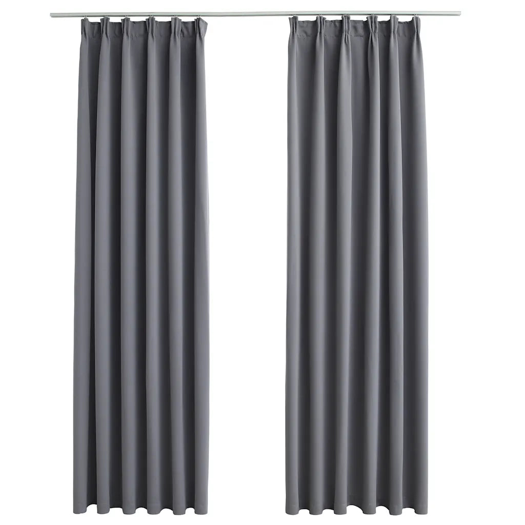 Tende Oscuranti con Ganci 2 pz Grigie 140x225 cm 134431