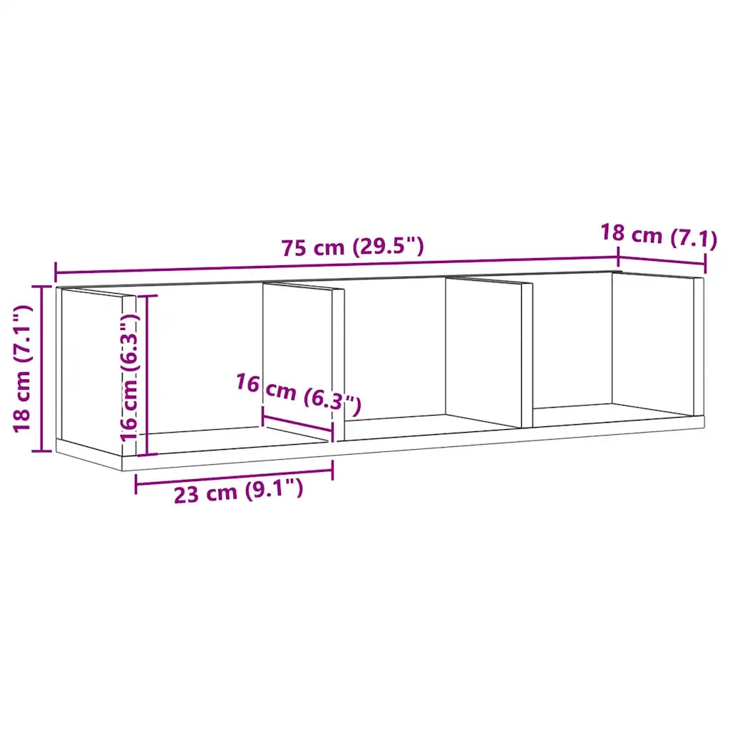 Mensola a Muro CD Artigianale 75x18x18 cm Legno Multistrato 855949