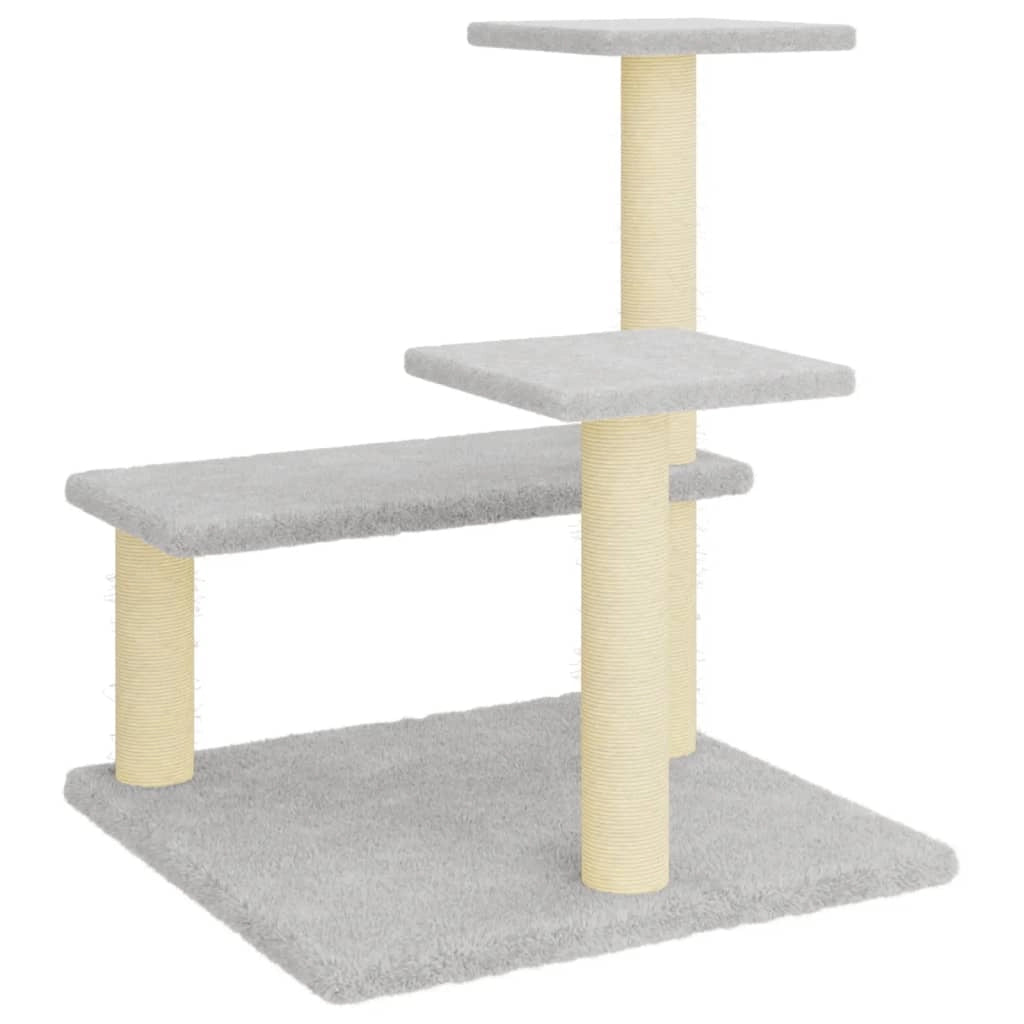 Tiragraffi per gatti torre per arrampicata giocattolo piattaforma per arrampicata con tiragraffi in sisal leggero 61 cm grigio 02_0022611