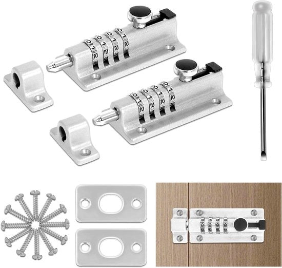 Gancio di sicurezza con combinazione a 4 cifre, 120 mm gancio di sicurezza con codice a cifre per scuderia/giardino/garage/armadio (argento)