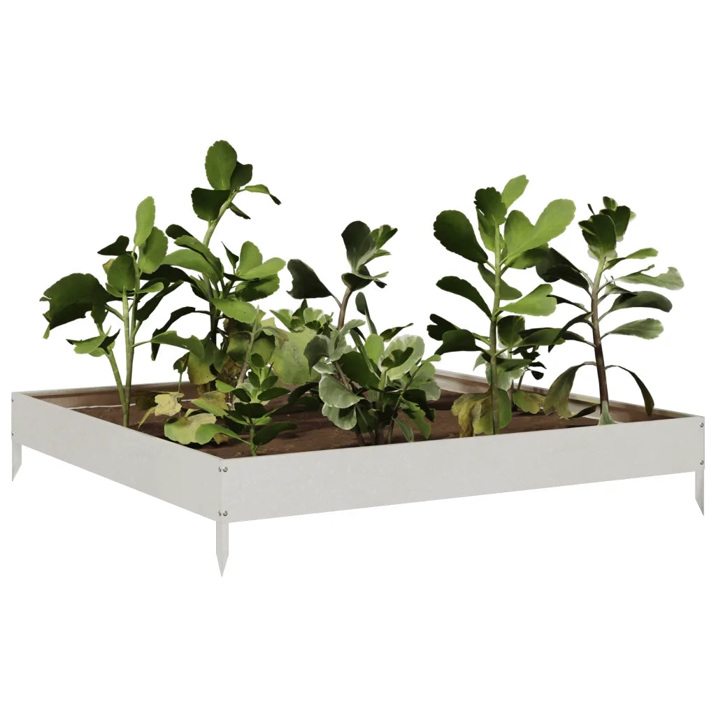 Fioriera | Cassetta per fiori | Vaso Rialzata da Giardino 100x100x18,5 cm in Acciaio Inox