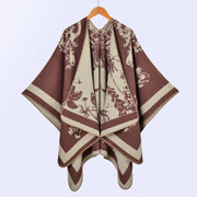 Sciarpa/stola da donna in stile vintage, ampia, jacquard, calda, con spacco.