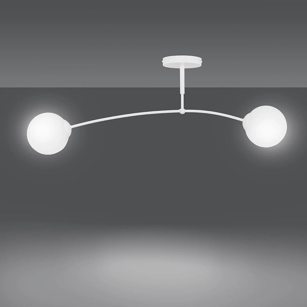 Plafoniera Moderna 2 Luci Susanoo In Acciaio Bianco E Vetri A Sfera In Bianco