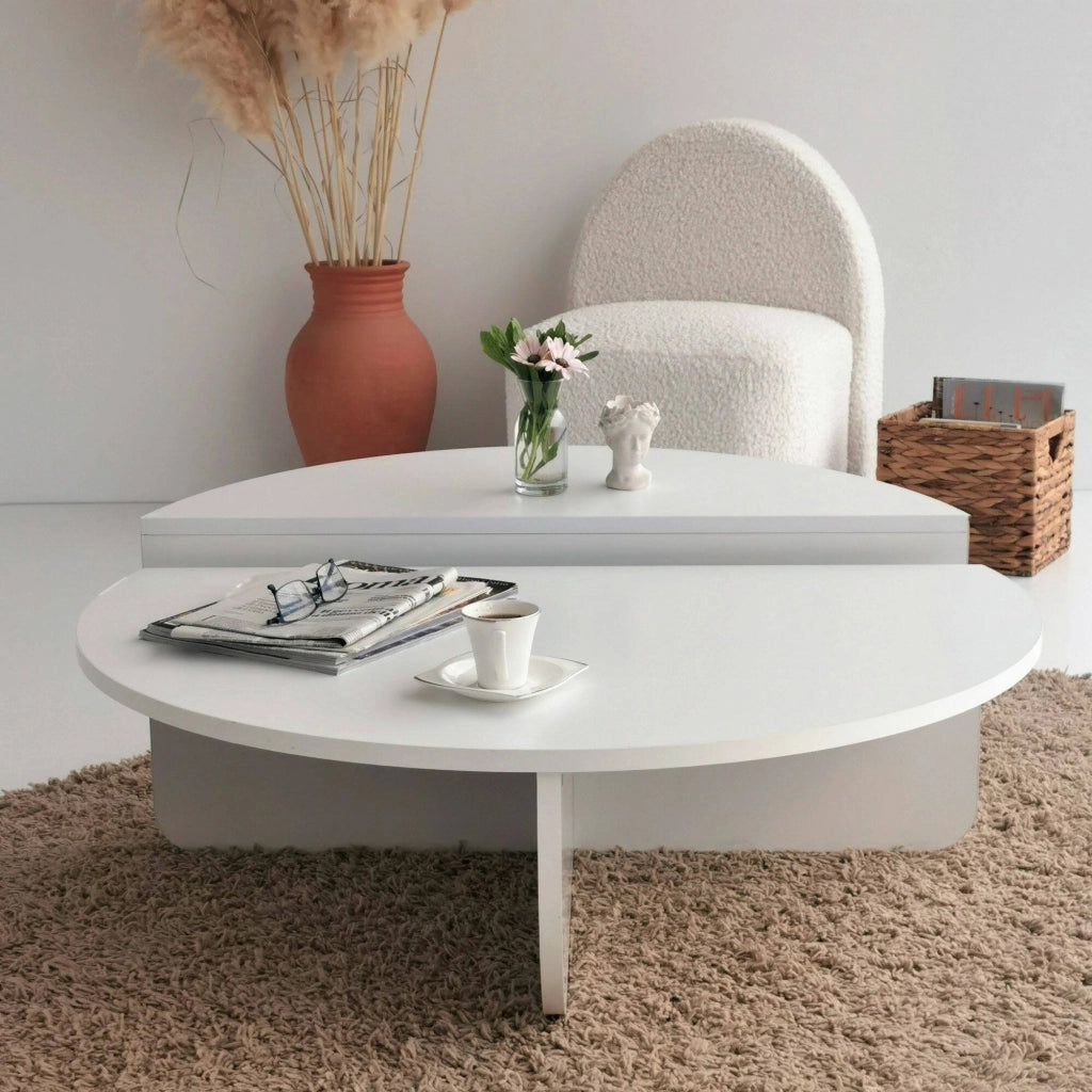 Tavolino da salotto Azim, Tavolo basso da caffè, Portariviste per divano, Ripiano da soggiorno, 90x90h35 cm, Bianco