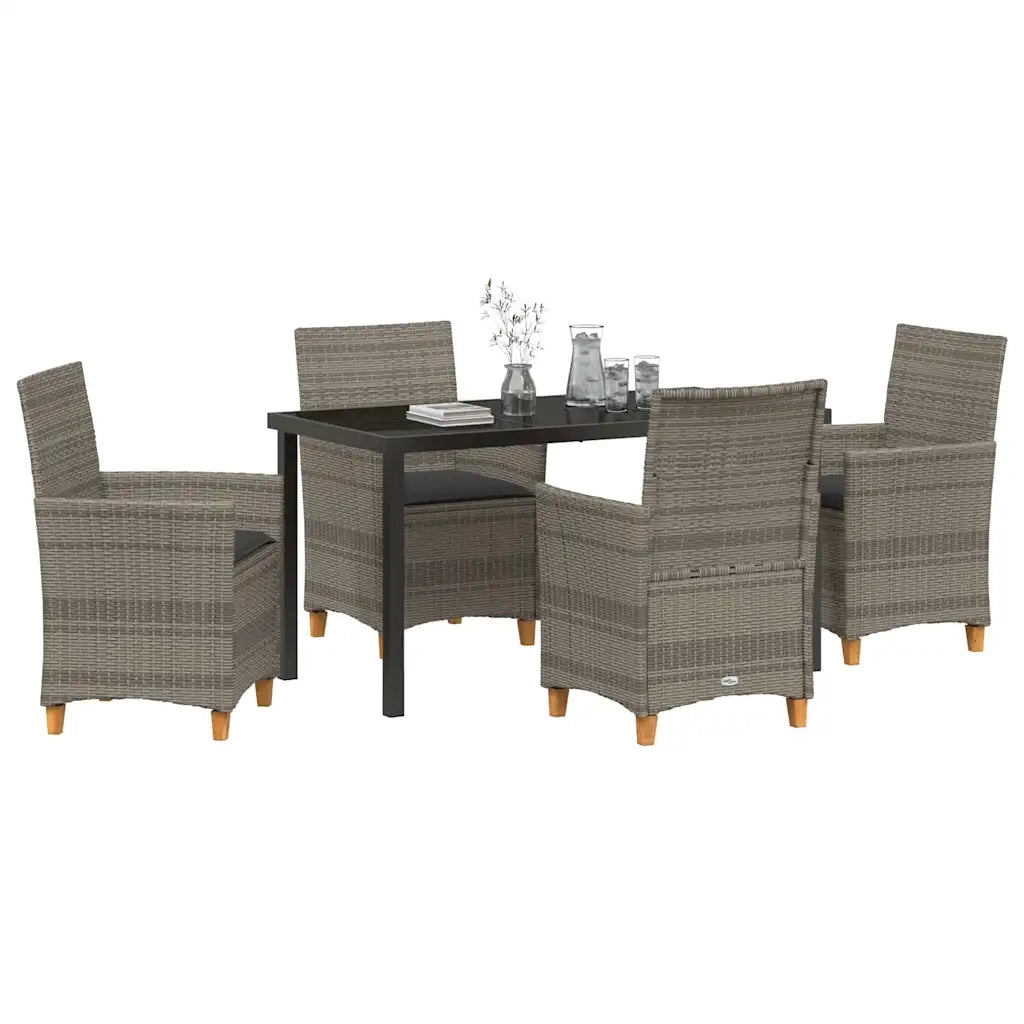 Set da Pranzo per Giardino 5 pcs Grigio polyrattan 3381074