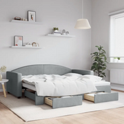 Divano Letto Estraibile Cassetti-Sofa Letto-Daybed Grigio Chiaro 90x190cm Tessuto 179944