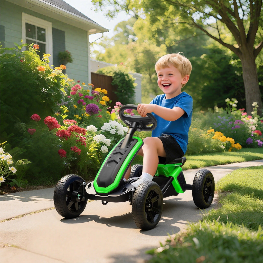 Pedal Car con Ruote Antiscivolo in EVA ¨C zephmum ¨C Verde per Bambini 2-5 Anni
