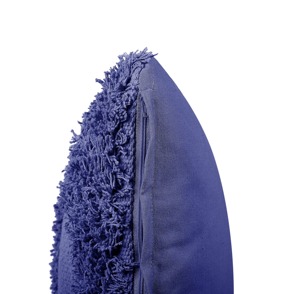 Cuscino decorativo in cotone viola 45 x 45 cm tinta unita motivo geometrico trapuntato federa boho