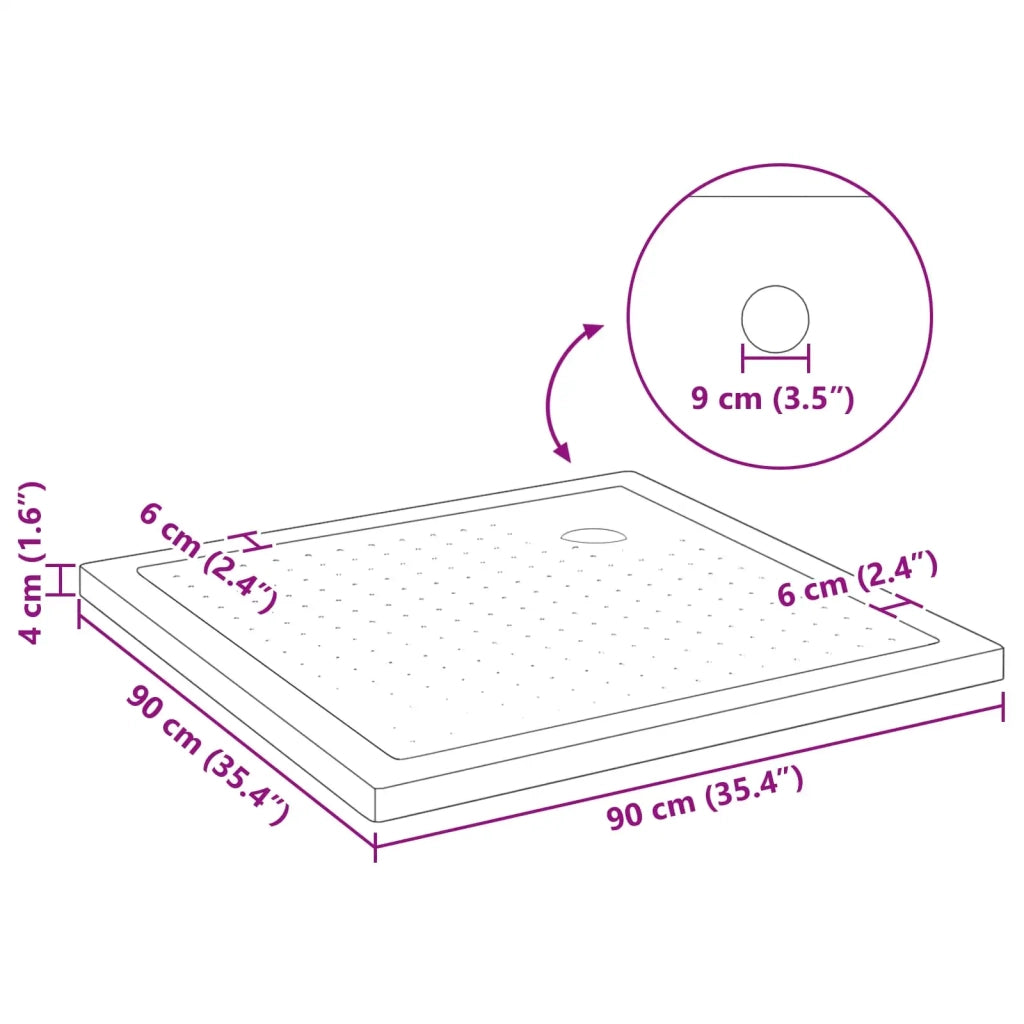 Vassoio base doccia con punti 90 x 90 x 4 cm ABS Nero 42033513