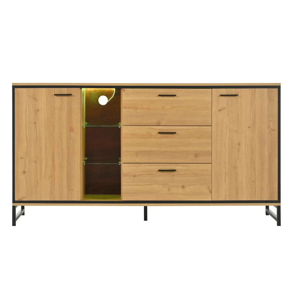 Credenza con Cassetti in Legno ¨C Xylo ¨C Nero e Effetto Legno, Design Moderno