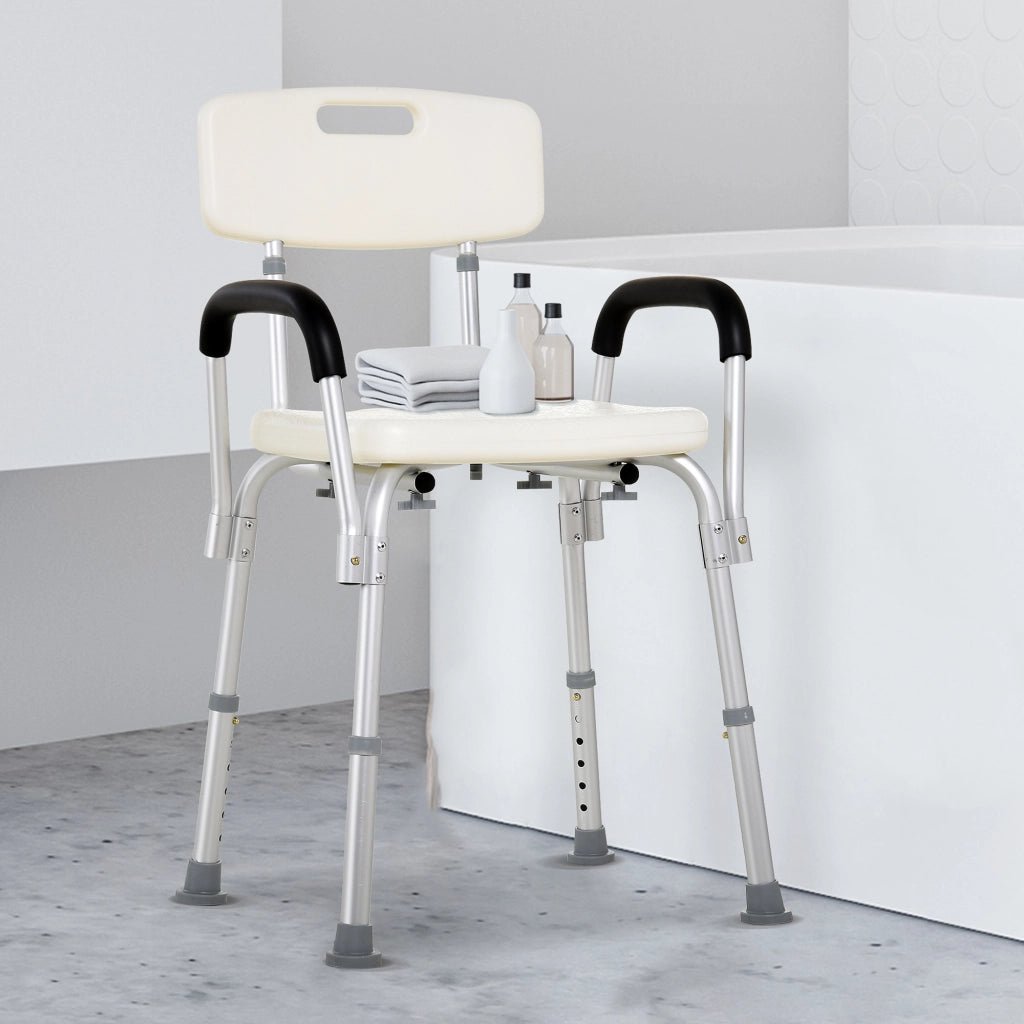 EasyComfort Sedile da doccia con schienale e braccioli Sedile da vasca, sedia regolabile in altezza