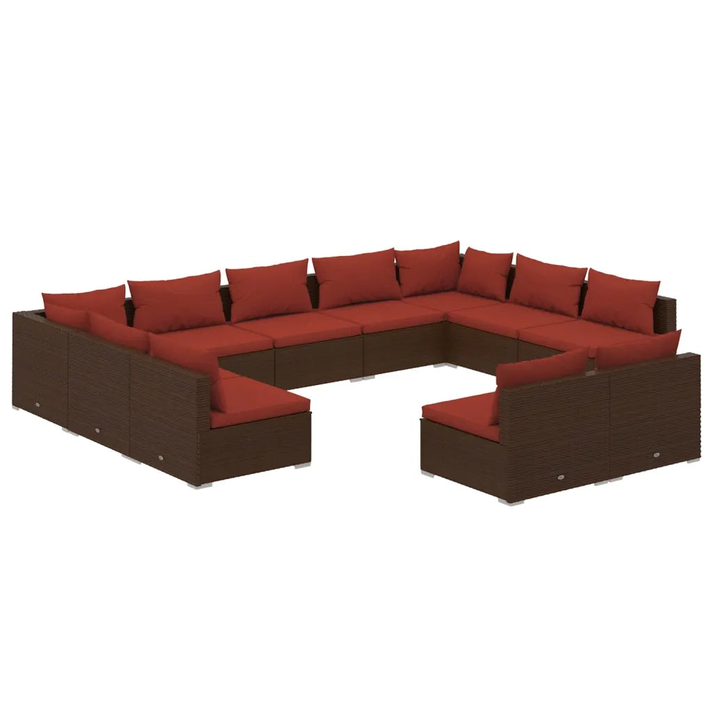 Set Divani da Giardino 11 pz con Cuscini in Polyrattan Marrone cod mxl 35185