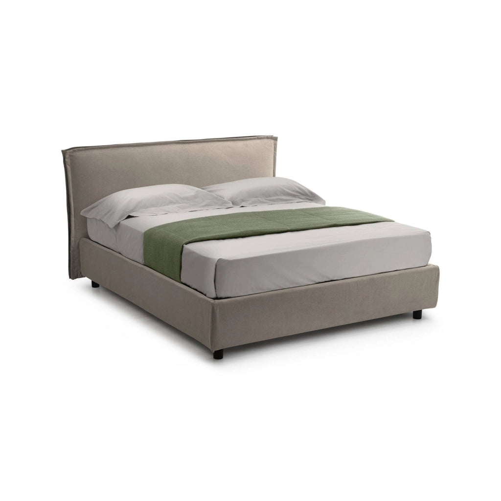 Broni, Letto Alla Francese Materasso Incluso Made in Italy, Grigio Tortora