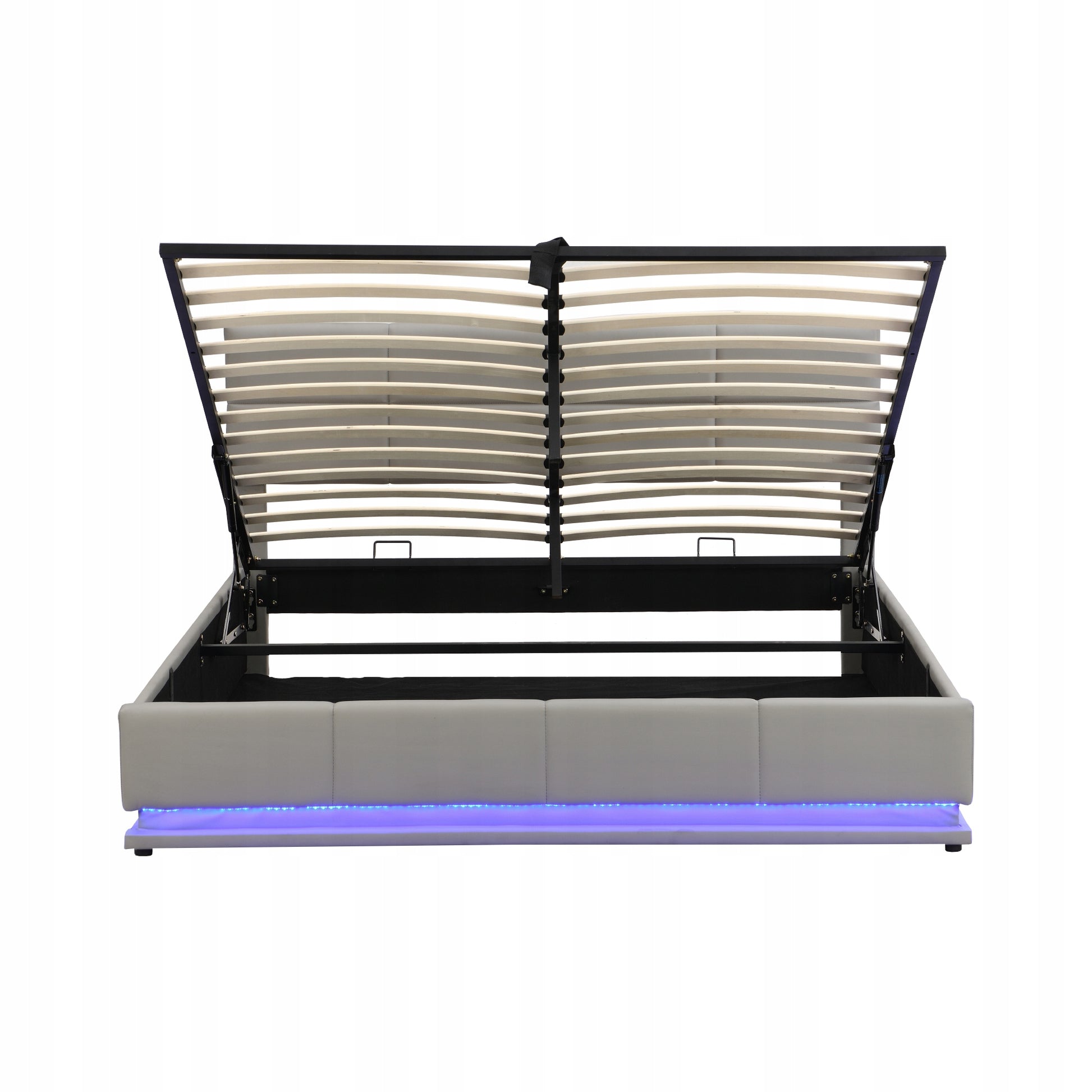 Letto imbottito 180x200 LED - Xylo - Idraulico, colore grigio chiaro