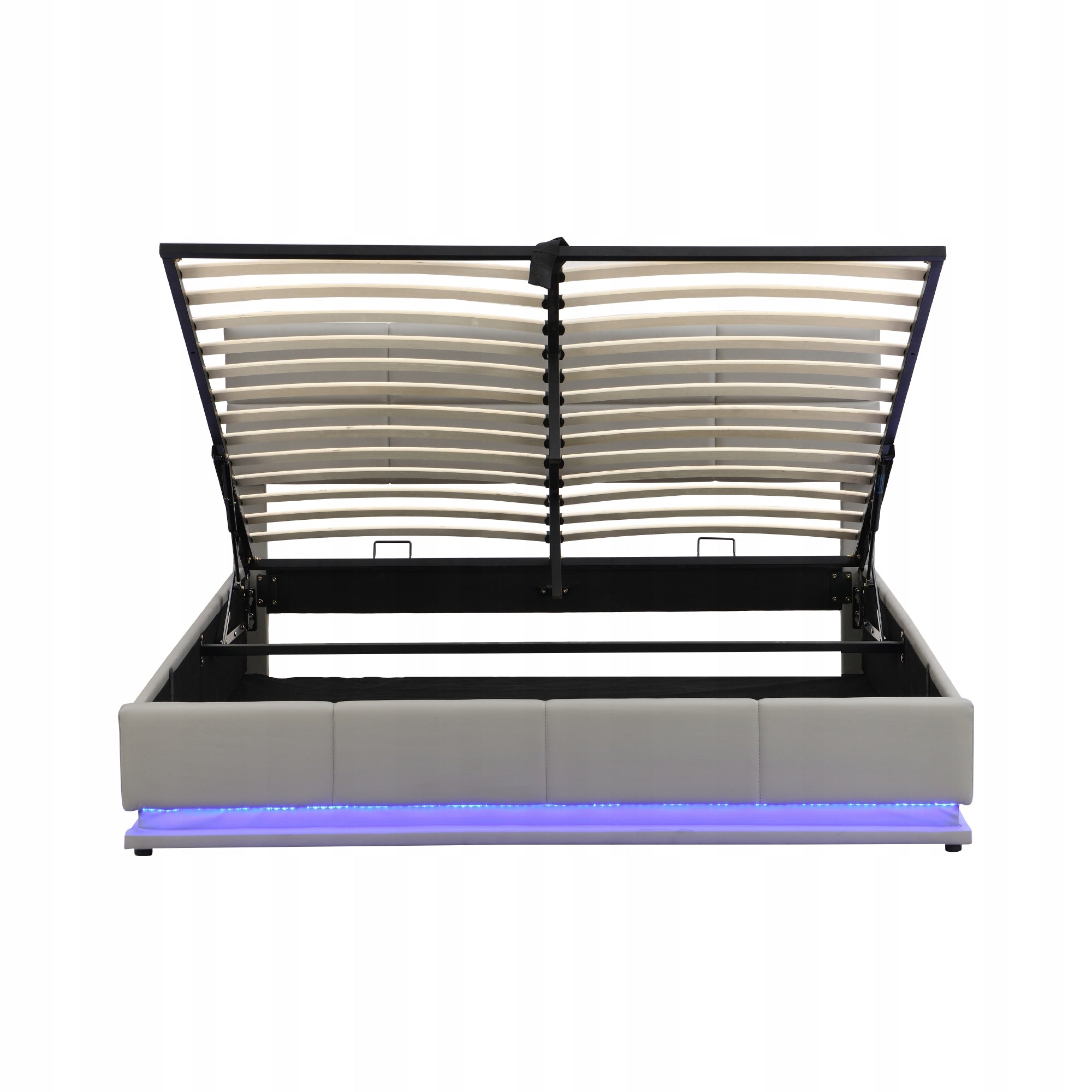 Letto imbottito 180x200 LED - Xylo - Idraulico, colore grigio chiaro