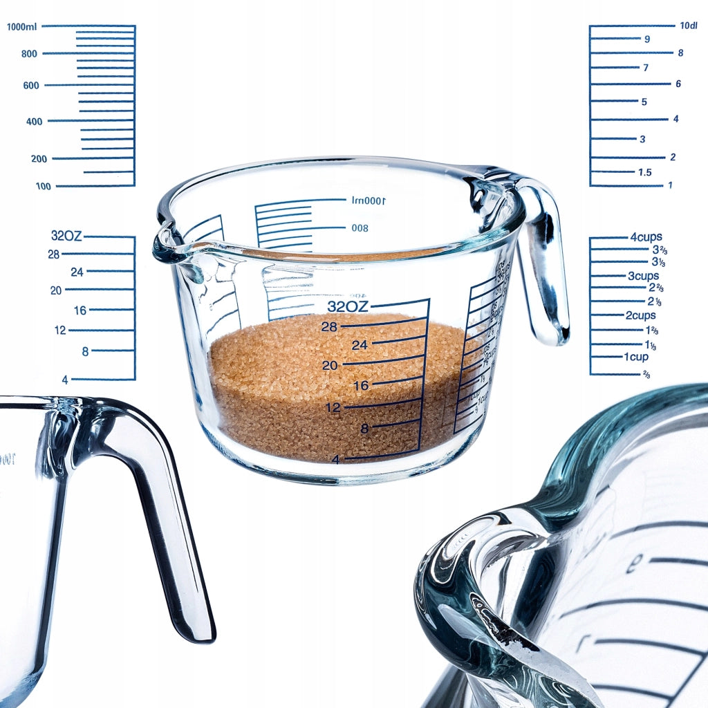 KADAX Brocca graduata da cucina da 1 litro con scala graduata, contenitore in vetro