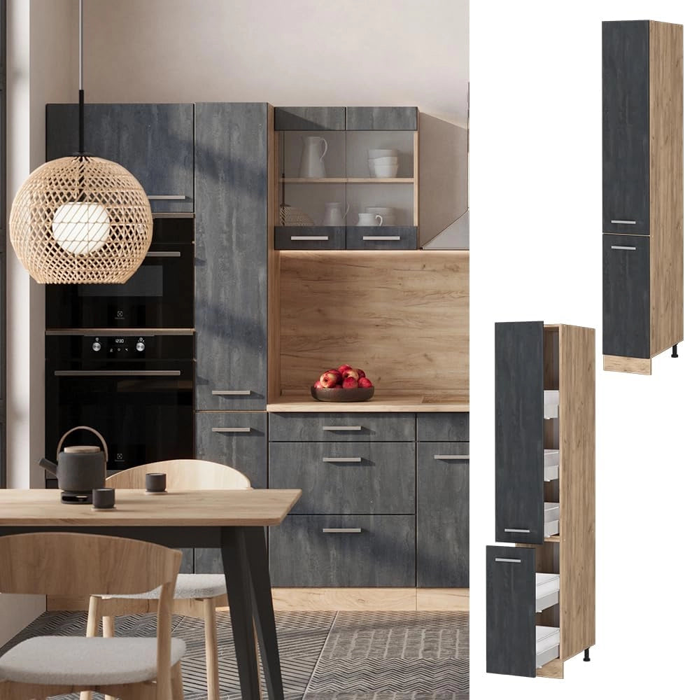 Armadio da farmacia R-Line, Calcestruzzo nero, 30 cm, per la libera combinazione all'interno di sistemi cucina modulari
