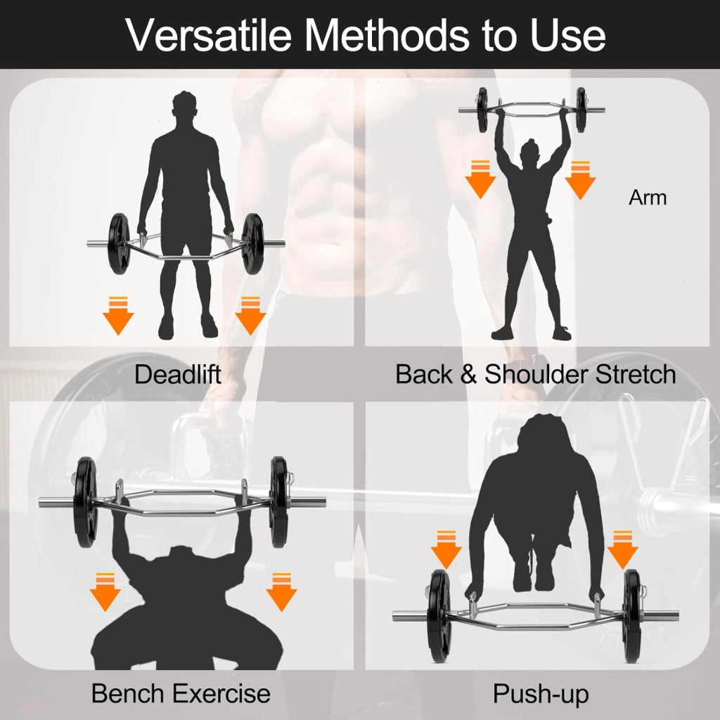Trap Bar, Manubrio Esagonale con Manico Pieghevole, Barbell Barra Olimpica, Hex Bar Deadlift in Acciaio con Chiusura a Molla, fino a 363 kg per Casa e Palestra, Ø 50 mm