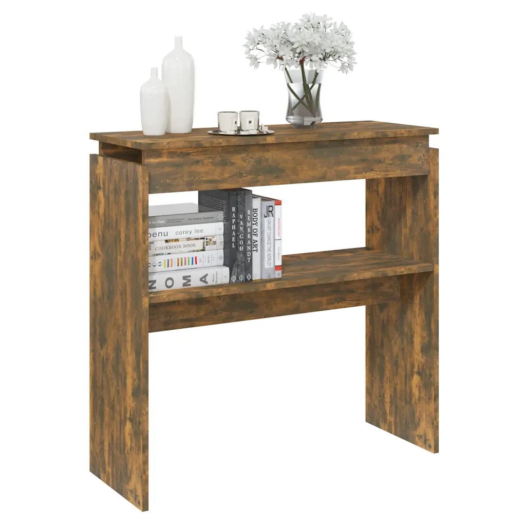 Tavolino Consolle Rovere Fumo 80x30x80 cm in Legno Multistrato 815216