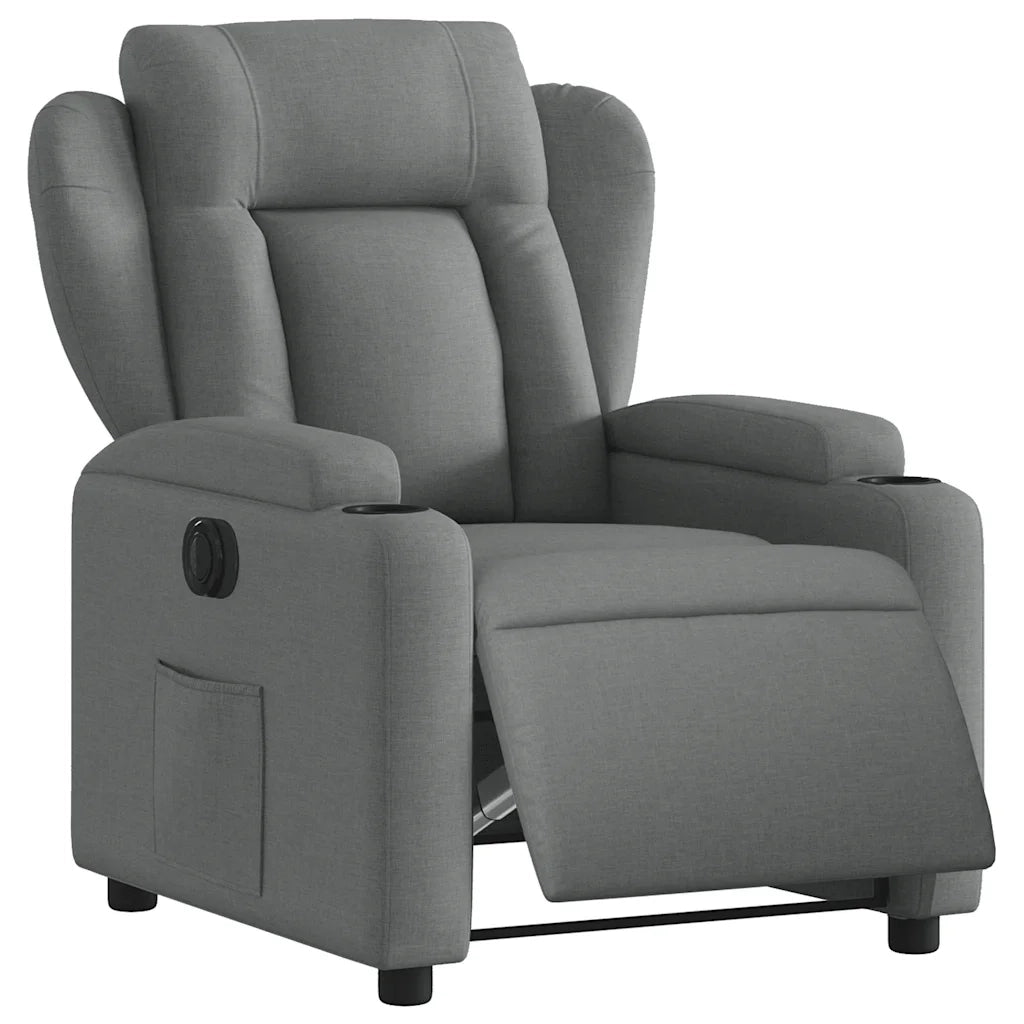 Poltrona | Sedia Relax Elettrica Reclinabile Grigio Scuro in Tessuto