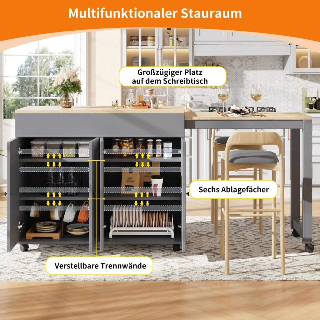 TAVOLO BAR ALLUNGABILE 117-180 x 50 x 94,6 cm Grigio MDF