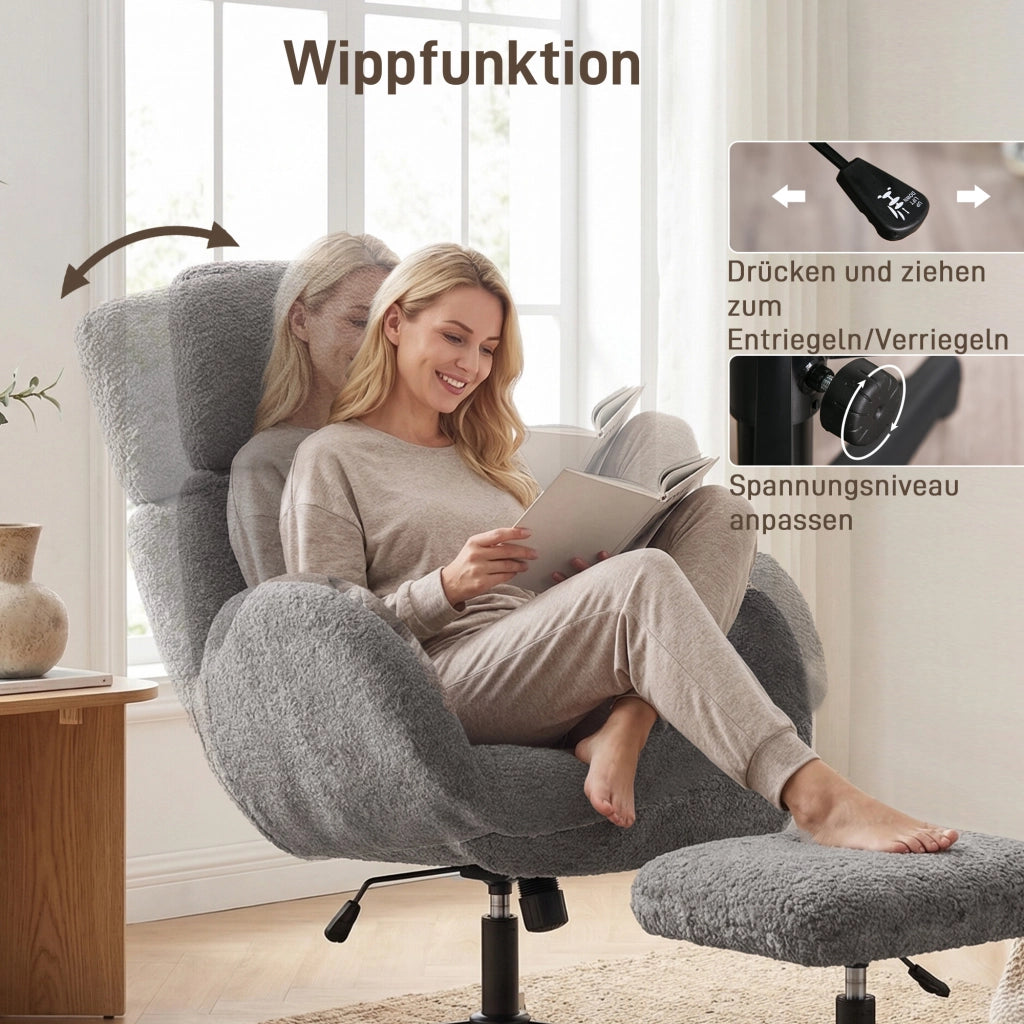 Poltrona girevole reclinabile massaggiante con poggiapiedi ¨C Minimal ¨C Grigio