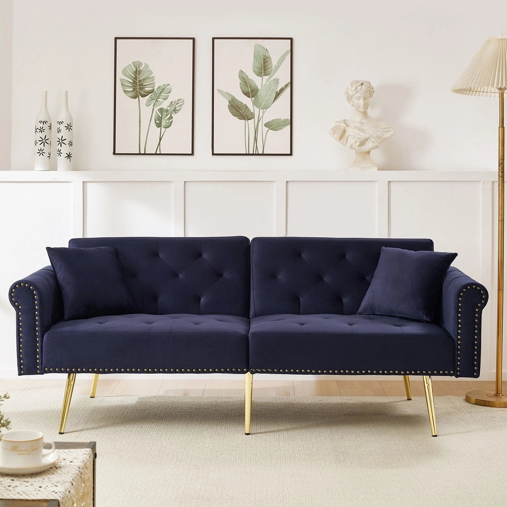 Divano letto 2 posti ¨C Minimal ¨C Velluto, struttura in metallo, 140x90cm