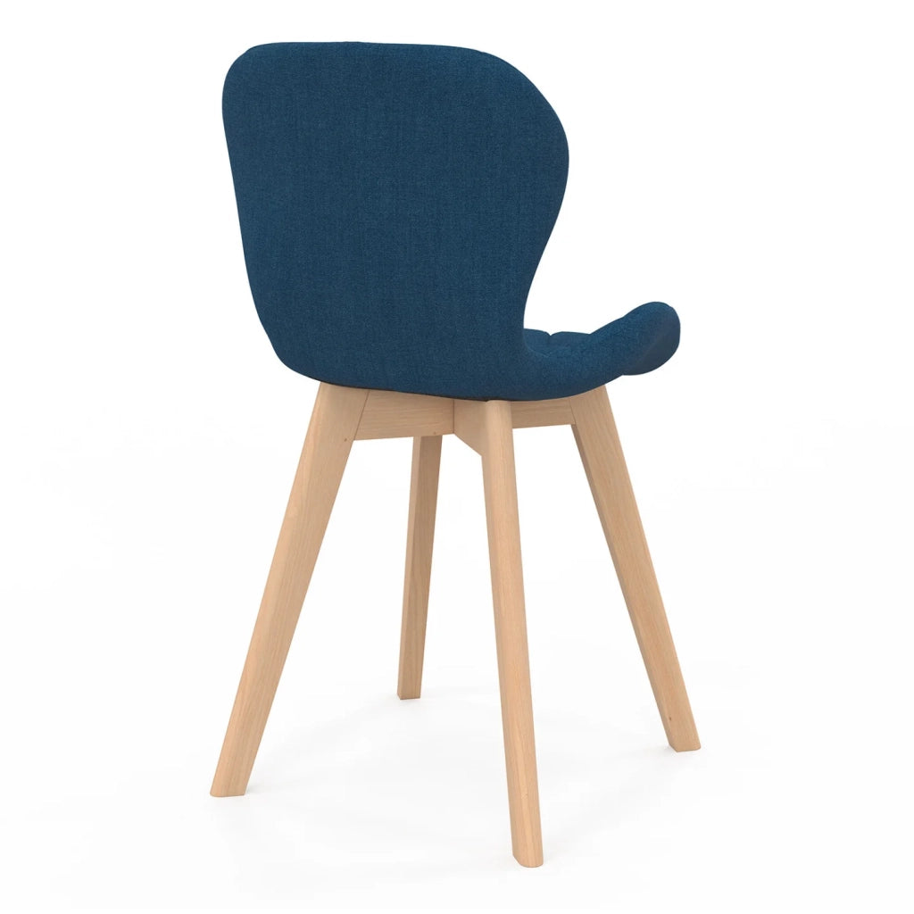 IDMarket - Set di 4 sedie ROBINE in tessuto blu anatra per sala da pranzo