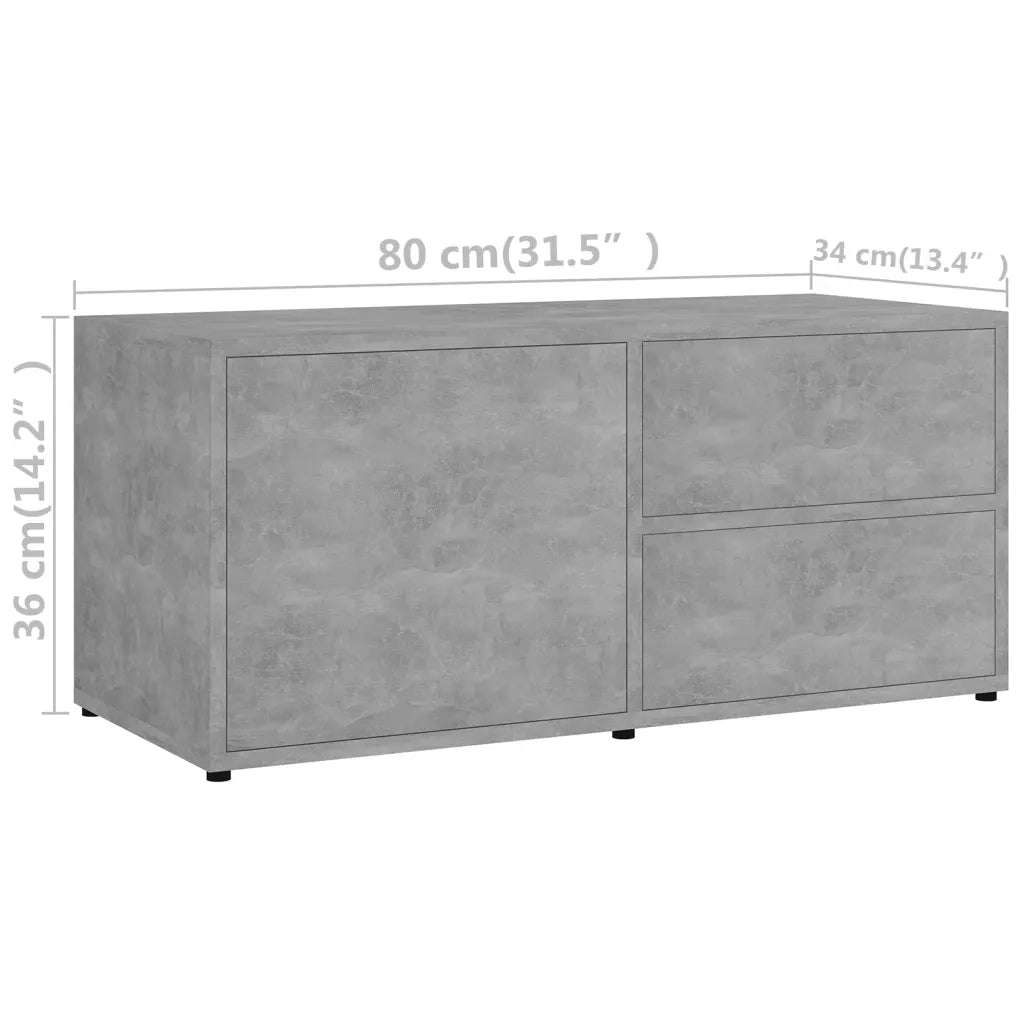 Mobile Porta TV Grigio Cemento 80x34x36 cm Legno Multistrato 801854