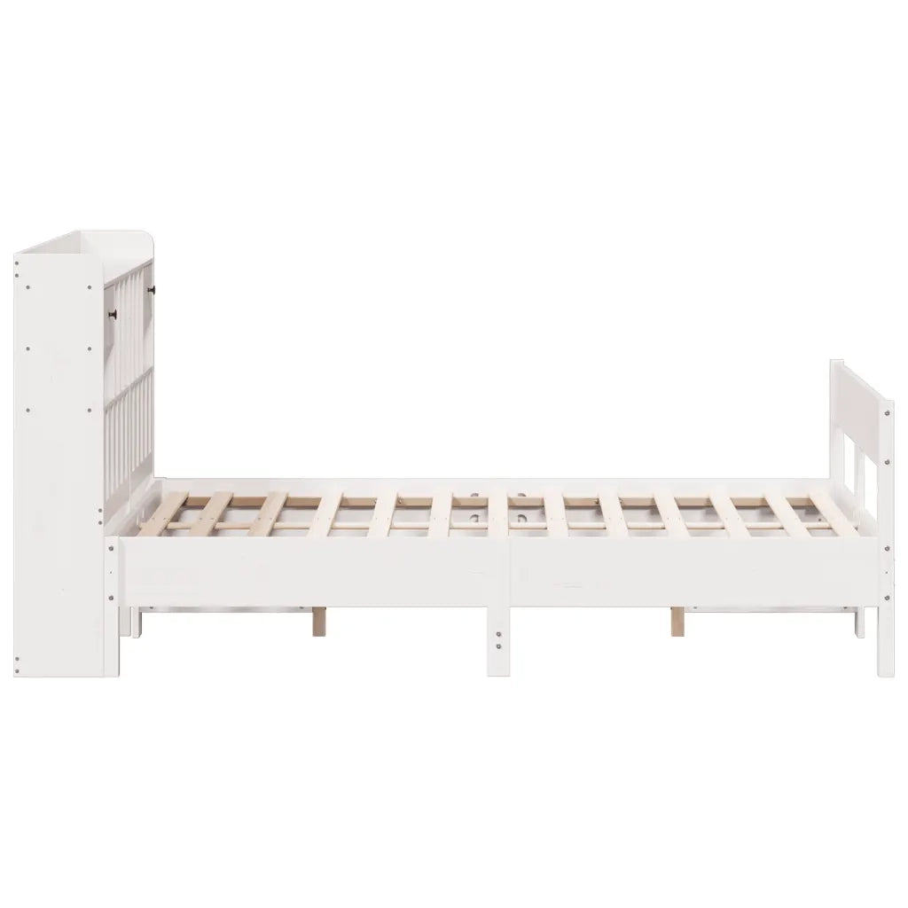 Letto Libreria senza Materasso Bianco 160x200 cm Legno di Pino