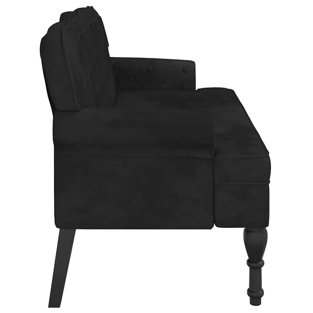 Panca con schienale nera 119,5x64,5x75 cm in velluto 372161