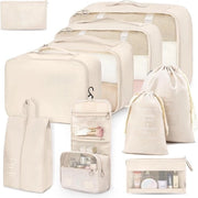 Organizzatori di bagaglio impermeabili - 10 scatole per valigia - viaggi e bagagli da mano - beige